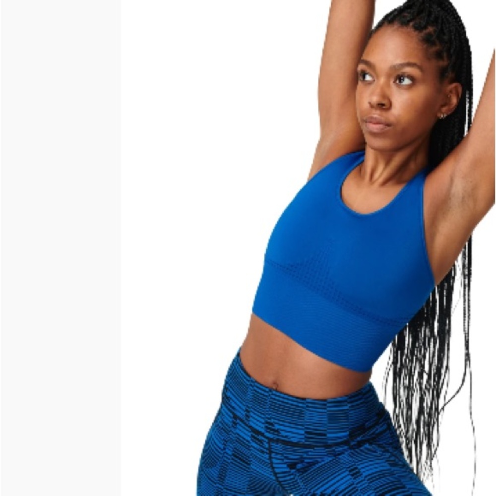 Sweaty Betty Stamina Longline Workout Bra in Oxford Blue